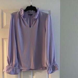 J. Crew Lavender Ruffle Neck Long-Sleeve Blouse
